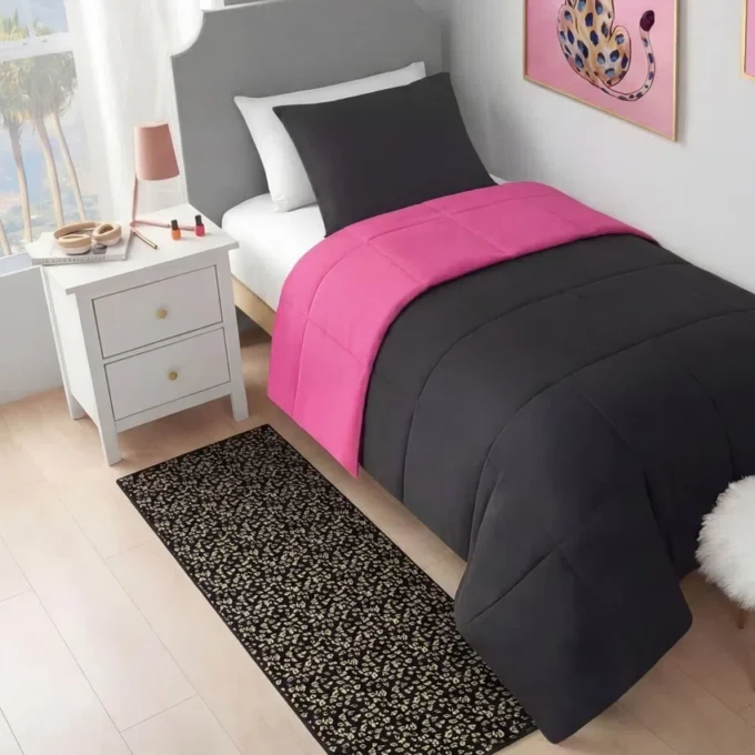 Metallic Leopard Plush Rug, 2′ X 6′
