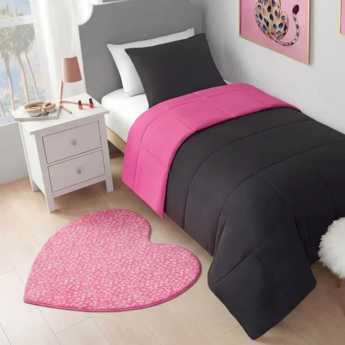 Metallic Leopard Plush Rug, 3′ Heart