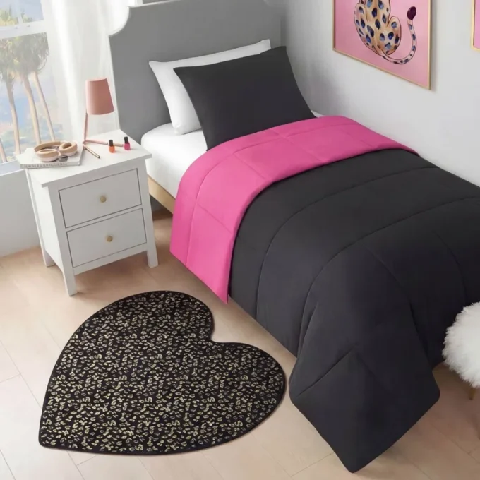 Metallic Leopard Plush Rug, 3′ Heart