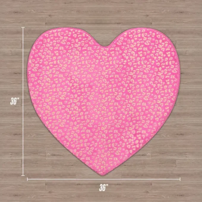 Metallic Leopard Plush Rug, 3′ Heart