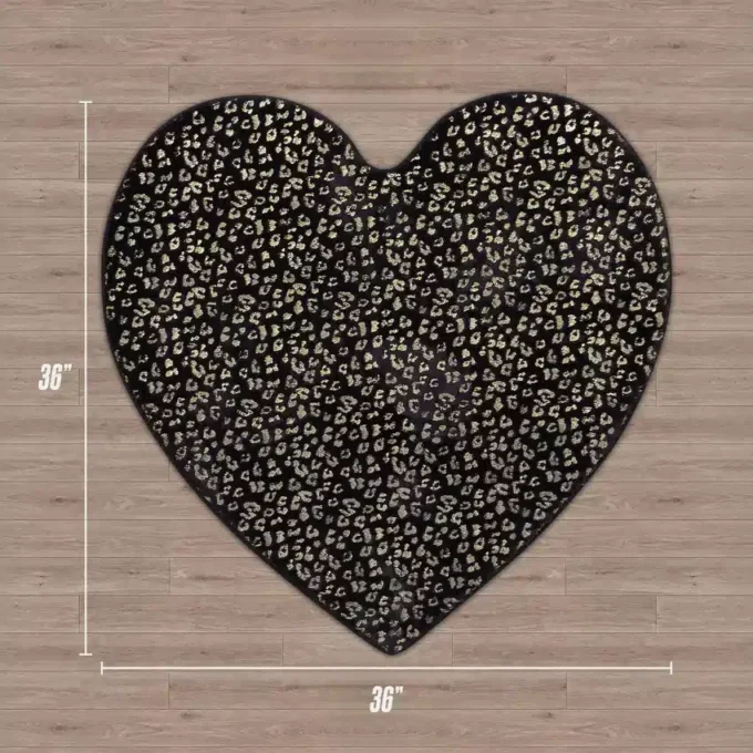 Metallic Leopard Plush Rug, 3′ Heart