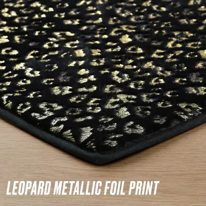 Metallic Leopard Plush Rug, 3′ Heart