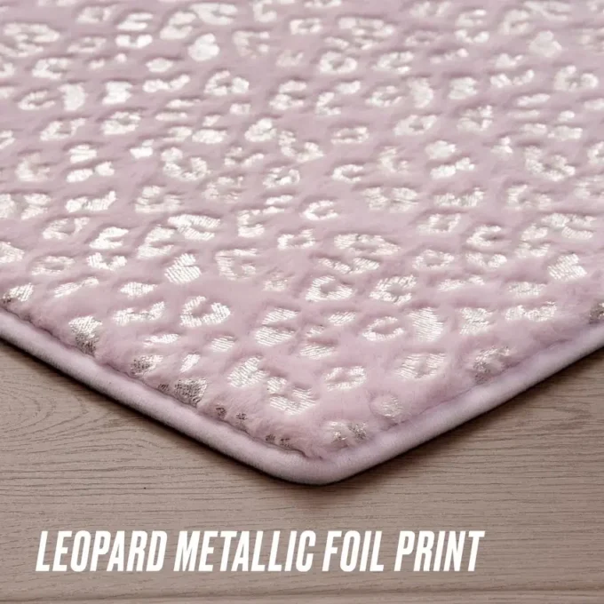 Metallic Leopard Plush Rug, 3′ Heart