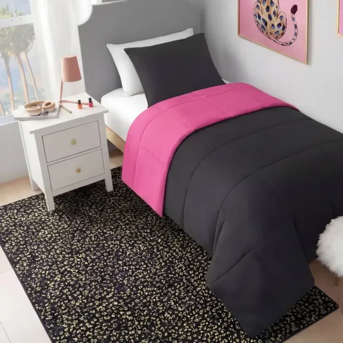 Metallic Leopard Plush Rug, 4′ X 6′