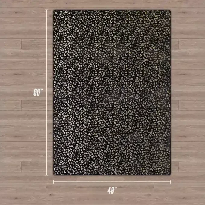 Metallic Leopard Plush Rug, 4′ X 6′