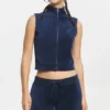 Mockneck Cotton Velour Zip-Up Vest Mockneck Cotton Velour Zip-Up Vest