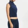 Mockneck Cotton Velour Zip-Up Vest Mockneck Cotton Velour Zip-Up Vest