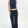 Mockneck Cotton Velour Zip-Up Vest Mockneck Cotton Velour Zip-Up Vest