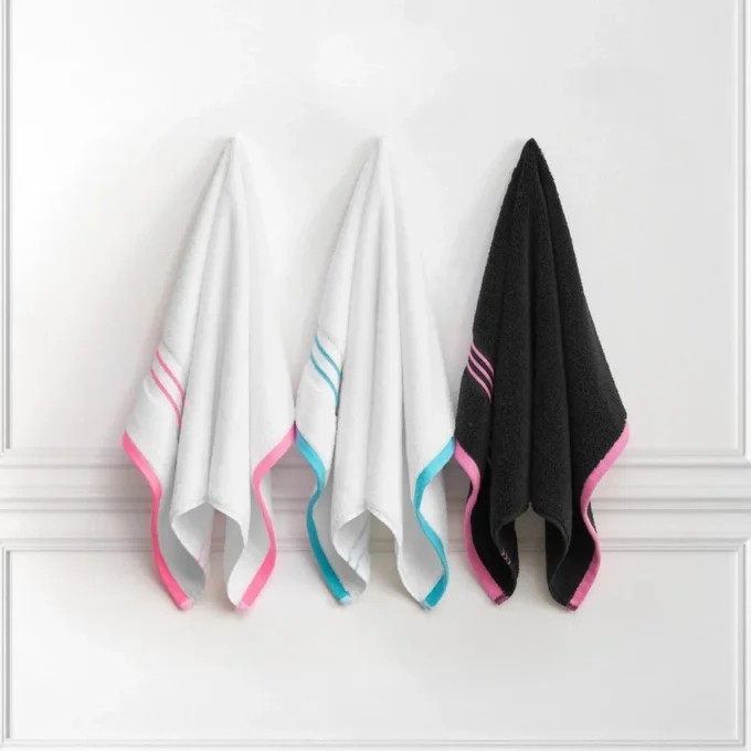 Neon Border Bath Towel Set Neon Border Bath Towel Set