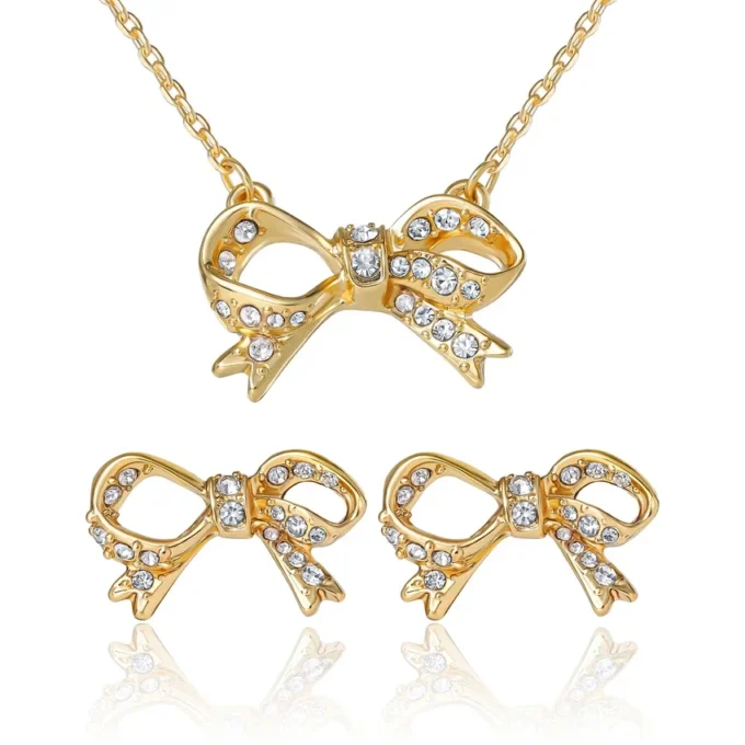 Pava Bow Necklace & Stud Earring Set Pava Bow Necklace & Stud Earring Set