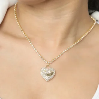 Pava Heart Crystal Chain Pendant Necklace Pava Heart Crystal Chain Pendant Necklace