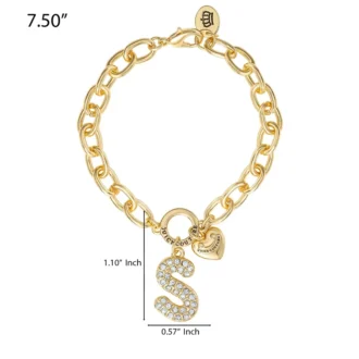 Pava Initial Charm Bracelet, Letter S