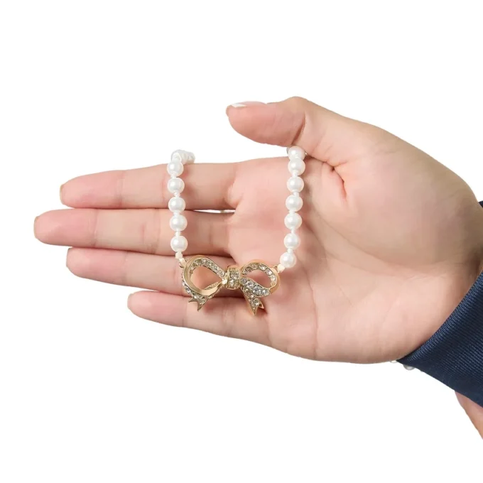 Pearl Bracelet with Pave Bow Pearl Bracelet with Pave Bow