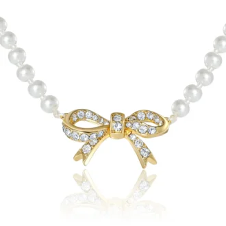Pearl Necklace with Pava Bow