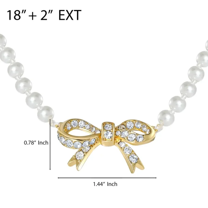 Pearl Necklace with Pava Bow Pearl Necklace with Pava Bow