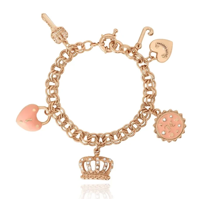Pink Charm Bracelet with Pave Accents Pink Charm Bracelet with Pave Accents