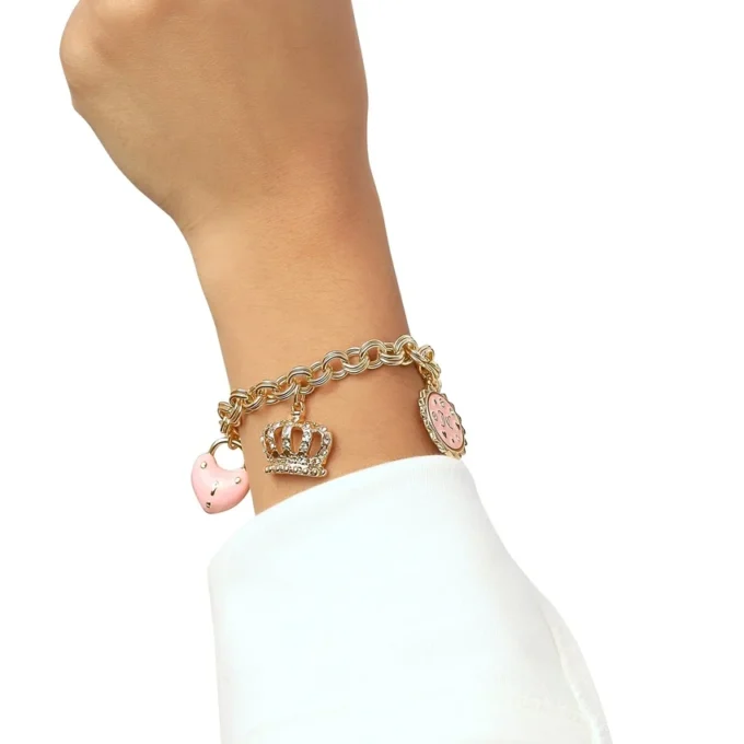 Pink Charm Bracelet with Pave Accents Pink Charm Bracelet with Pave Accents