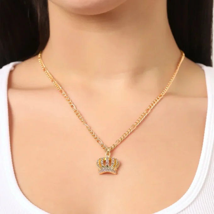 Pink Crystal Crown Pendant Necklace & Stud Earrings Set Pink Crystal Crown Pendant Necklace & Stud Earrings Set