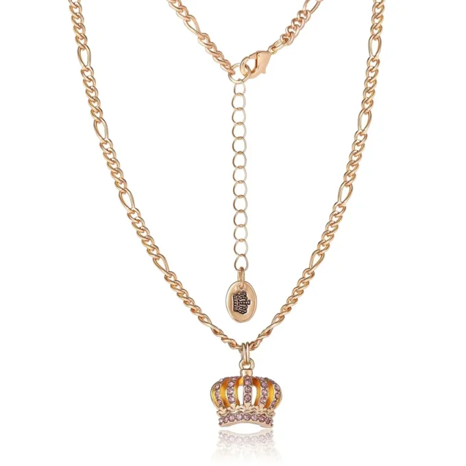 Pink Crystal Crown Pendant Necklace & Stud Earrings Set Pink Crystal Crown Pendant Necklace & Stud Earrings Set