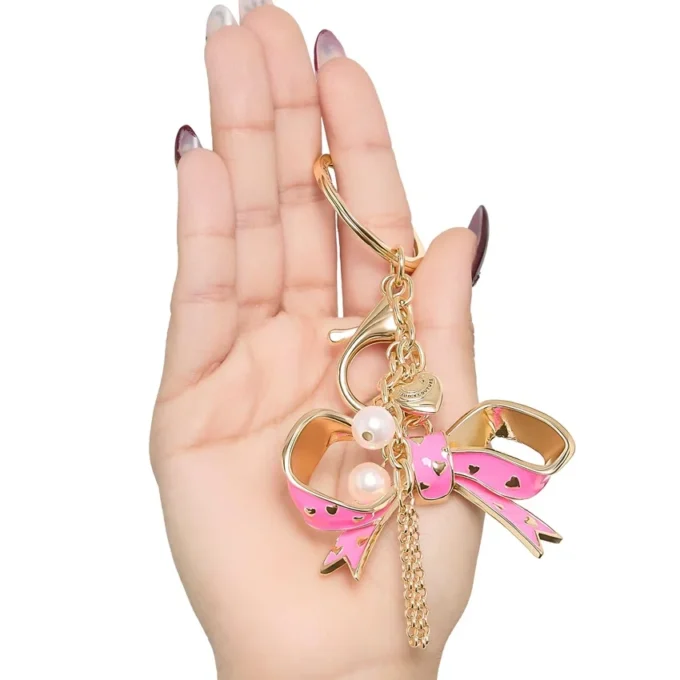Pink Enamel Heart Keychain Bag Charm Pink Enamel Heart Keychain Bag Charm