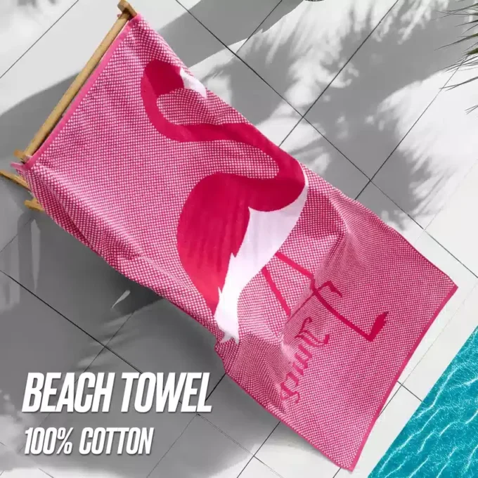 Pink Flamingo Cotton Beach Towel Pink Flamingo Cotton Beach Towel