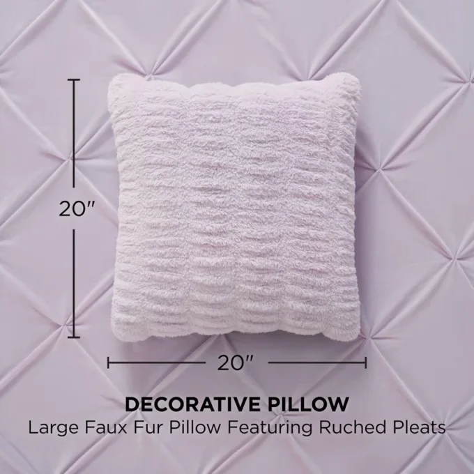 Pleated Faux Fur Decorative Pillow