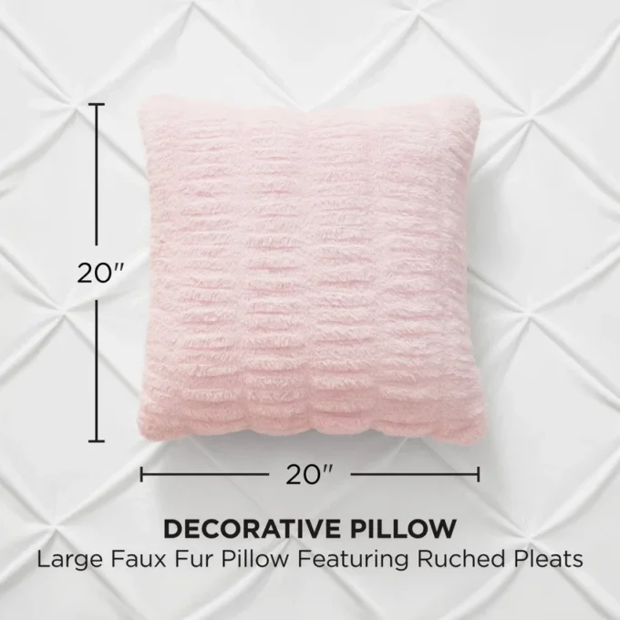 Pleated Faux Fur Decorative Pillow