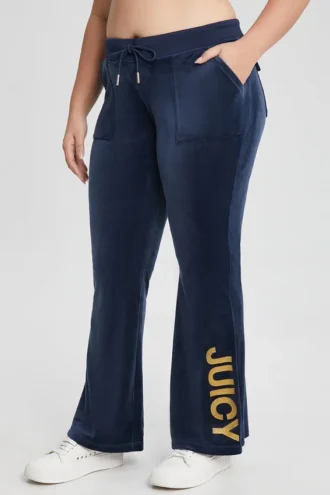 Plus-Size 30Th Birthday Snap Pocket Velour Pants