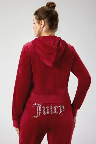 Plus-Size Front Mixed Crystals Velour Hoodie