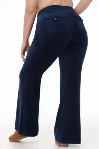 Plus-Size Hollywood Scottie Snap Pocket Cotton Velour Track Pants Plus-Size Hollywood Scottie Snap Pocket Cotton Velour Track Pants