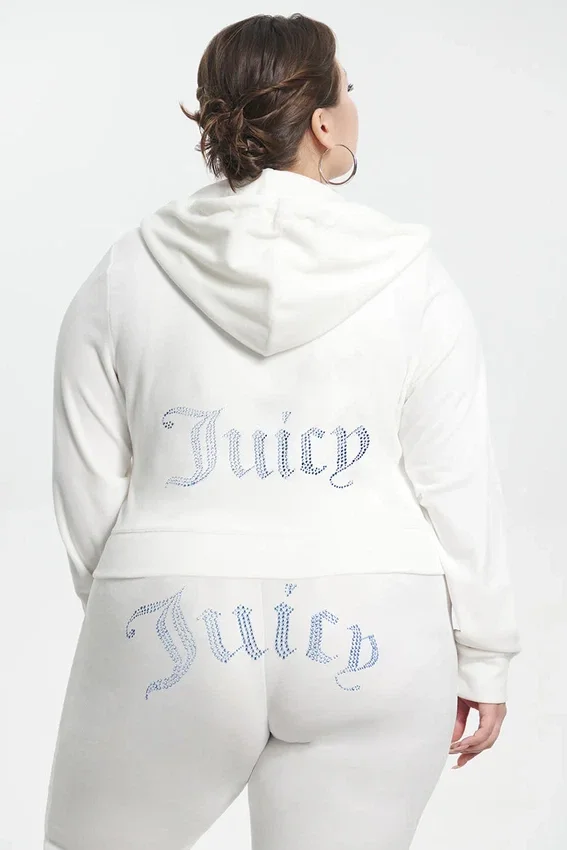 Plus-Size Technicolor Customizable Big Bling Velour Hoodie Plus-Size Technicolor Customizable Big Bling Velour Hoodie