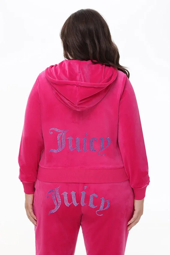Plus-Size Technicolor Customizable Big Bling Velour Hoodie Plus-Size Technicolor Customizable Big Bling Velour Hoodie