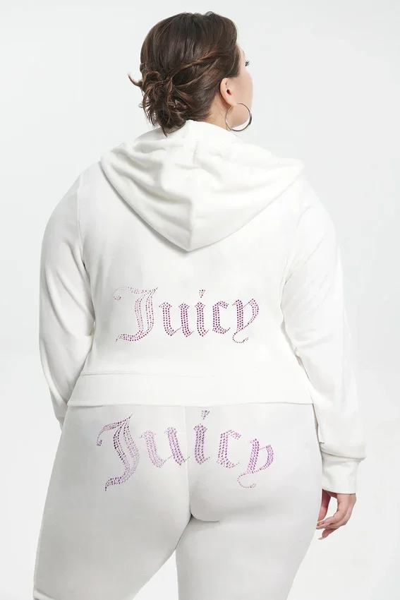 Plus-Size Technicolor Customizable Big Bling Velour Hoodie Plus-Size Technicolor Customizable Big Bling Velour Hoodie