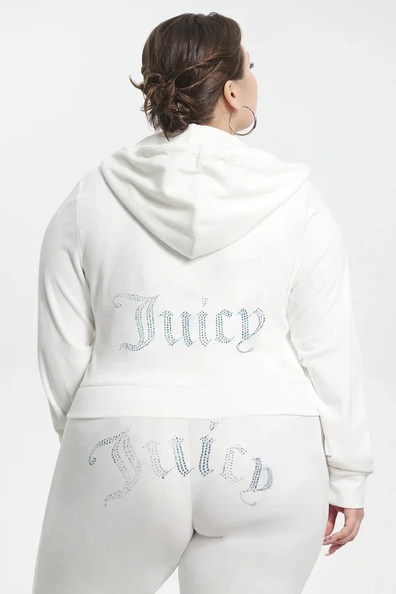 Plus-Size Technicolor Customizable Big Bling Velour Hoodie Plus-Size Technicolor Customizable Big Bling Velour Hoodie