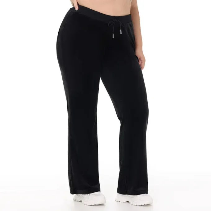 Plus-Size Technicolor Customizable Big Bling Velour Track Pants
