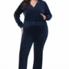 Plus-Size Technicolor Customizable Big Bling Velour Track Pants