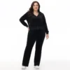 Plus-Size Technicolor Customizable Big Bling Velour Track Pants