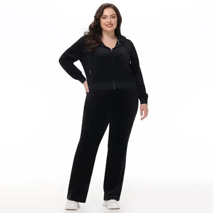 Plus-Size Technicolor Customizable Big Bling Velour Track Pants