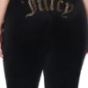 Plus-Size Technicolor Customizable Big Bling Velour Track Pants