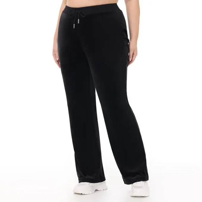 Plus-Size Technicolor Customizable Big Bling Velour Track Pants