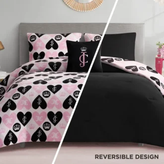 Plush Queen Heart Logo Reversible Comforter Set