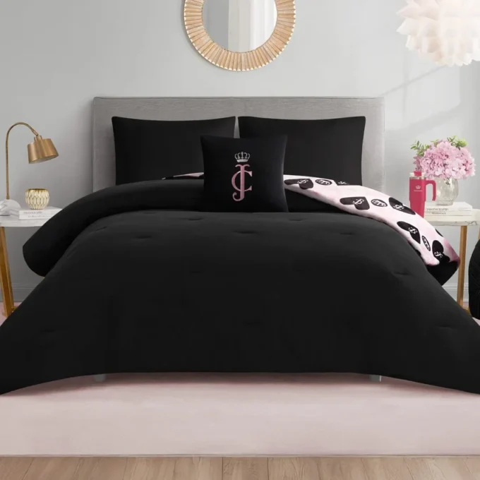 Plush Queen Heart Logo Reversible Comforter Set Plush Queen Heart Logo Reversible Comforter Set