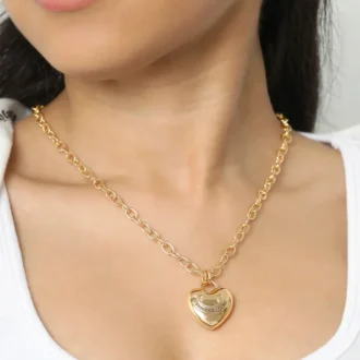 Puffed Heart Pendant Necklace