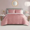 Satin Heart Stitched Quilt Set Satin Heart Stitched Quilt Set