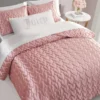 Satin Heart Stitched Quilt Set Satin Heart Stitched Quilt Set