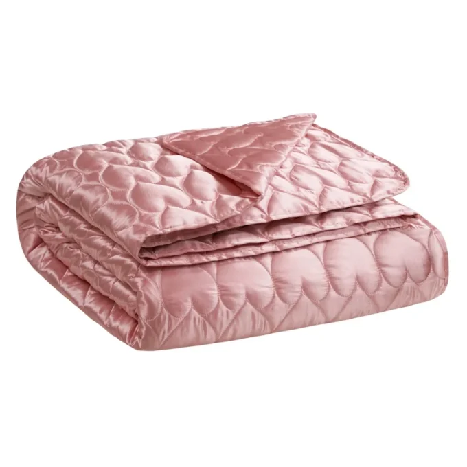 Satin Heart Stitched Quilt Set Satin Heart Stitched Quilt Set