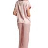 Satin Short Sleeve Notch Collar Pj Set Satin Short Sleeve Notch Collar Pj Set