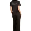 Satin Short Sleeve Notch Collar Pj Set Satin Short Sleeve Notch Collar Pj Set