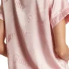 Satin Short Sleeve Notch Collar Pj Set Satin Short Sleeve Notch Collar Pj Set