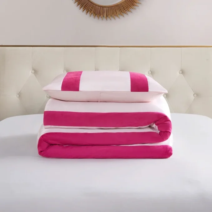 Satin Velvet Stripe Comforter Set Satin Velvet Stripe Comforter Set